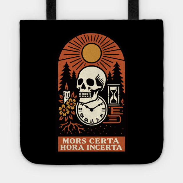 Memento Mori Sunrise – “Mors Certa, Hora Incerta” Skull Art Tote by Designed By Marty