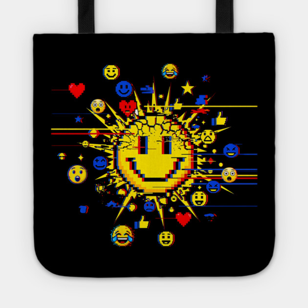 Glitched Emoji Explosion – Social Media Overload Sun Tote by Designed By Marty