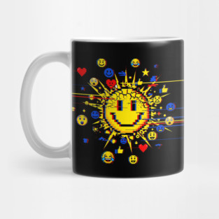 Glitched Emoji Explosion – Social Media Overload Sun Mug