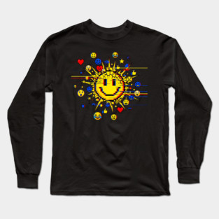 Glitched Emoji Explosion – Social Media Overload Sun Long Sleeve T-Shirt