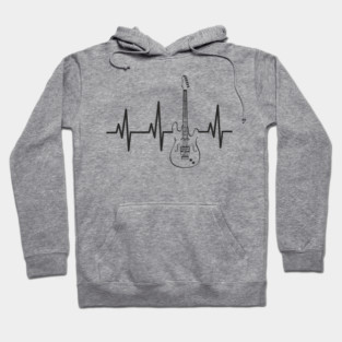 Electric Guitar Heartbeat Line String Player Hoodie