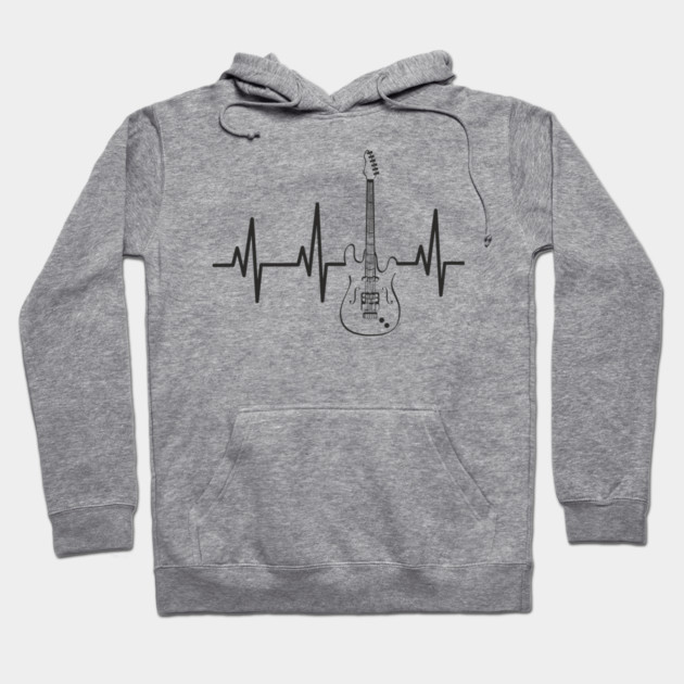 Electric Guitar Heartbeat Line String Player Hoodie by Anticorporati