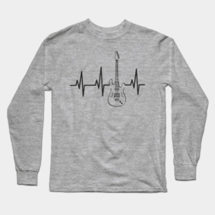 Electric Guitar Heartbeat Line String Player Long Sleeve T-Shirt