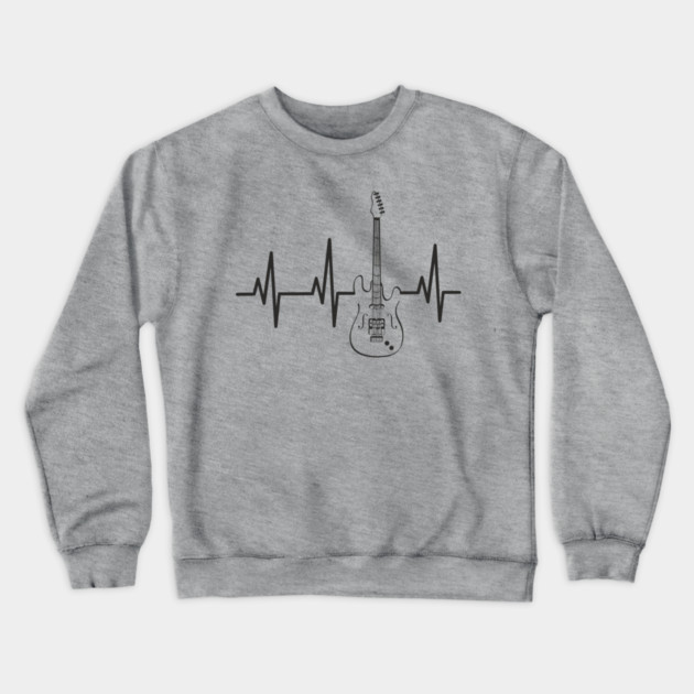 Electric Guitar Heartbeat Line String Player Crewneck Sweatshirt by Anticorporati