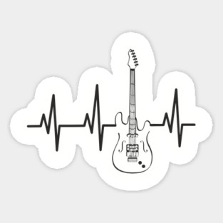 Electric Guitar Heartbeat Line String Player Sticker
