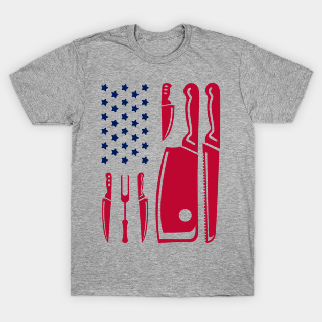 Grill Flag Knives USA Patriotic BBQ Steak Squad T-Shirt by Anticorporati