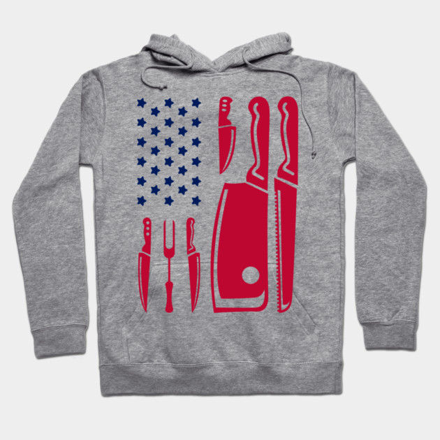 Grill Flag Knives USA Patriotic BBQ Steak Squad Hoodie by Anticorporati