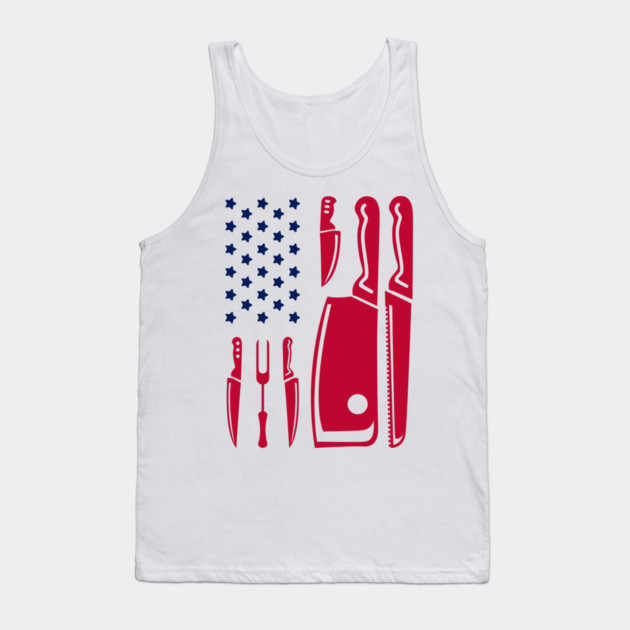 Grill Flag Knives USA Patriotic BBQ Steak Squad Tank Top by Anticorporati