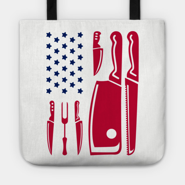 Grill Flag Knives USA Patriotic BBQ Steak Squad Tote by Anticorporati