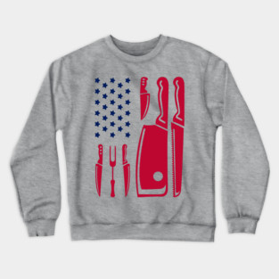 Grill Flag Knives USA Patriotic BBQ Steak Squad Crewneck Sweatshirt