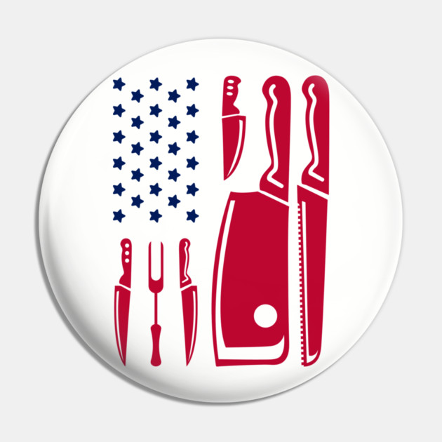 Grill Flag Knives USA Patriotic BBQ Steak Squad Pin by Anticorporati