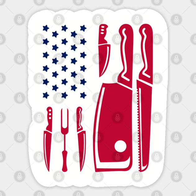 Grill Flag Knives USA Patriotic BBQ Steak Squad Sticker by Anticorporati