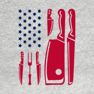 Grill Flag Knives USA Patriotic BBQ Steak Squad T-Shirt