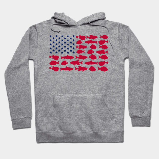 American Flag Made of Fish Angler Life Hoodie by Anticorporati