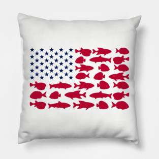 American Flag Made of Fish Angler Life Pillow