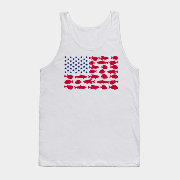 American Flag Made of Fish Angler Life Tank Top by Anticorporati