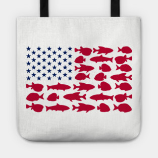 American Flag Made of Fish Angler Life Tote