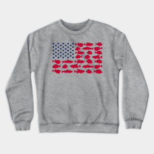 American Flag Made of Fish Angler Life Crewneck Sweatshirt