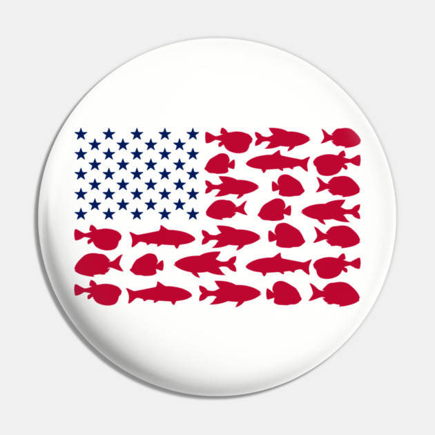 American Flag Made of Fish Angler Life Pin by Anticorporati