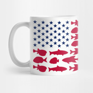 American Flag Made of Fish Angler Life Mug