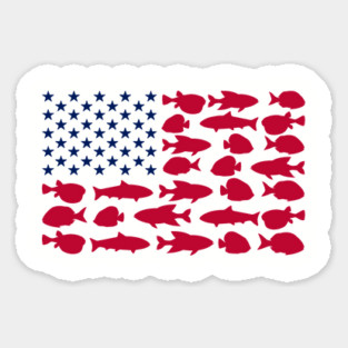 American Flag Made of Fish Angler Life Magnet