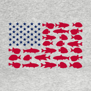 American Flag Made of Fish Angler Life T-Shirt