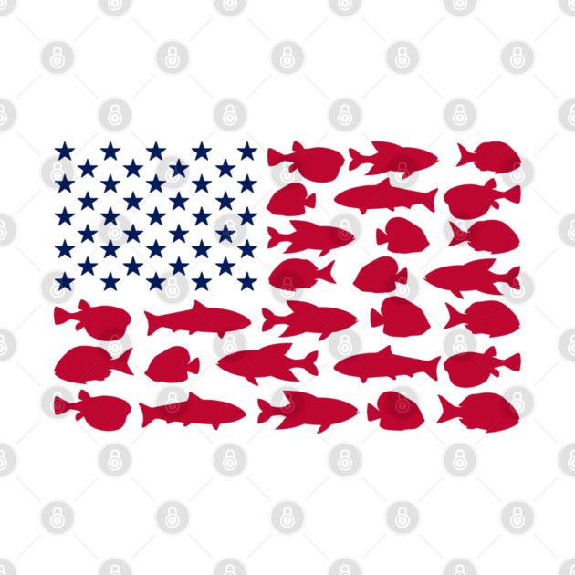American Flag Made of Fish Angler Life by Anticorporati