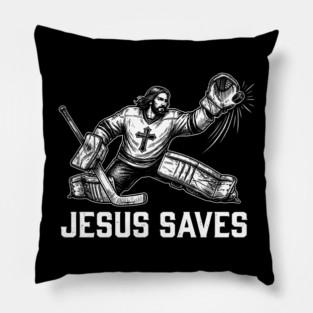 Jesus Saves Hockey Goalie Pillow