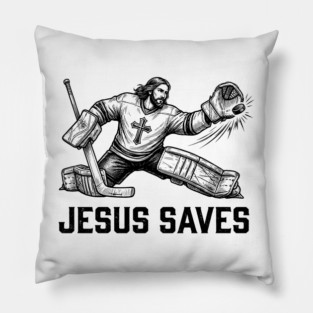 Jesus Saves Hockey Goalie Pillow