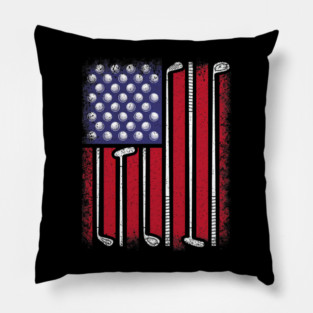 Funny Golf American Flag Golf Player Vintage Golfer Pillow