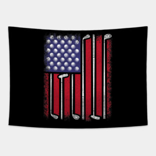 Funny Golf American Flag Golf Player Vintage Golfer Tapestry
