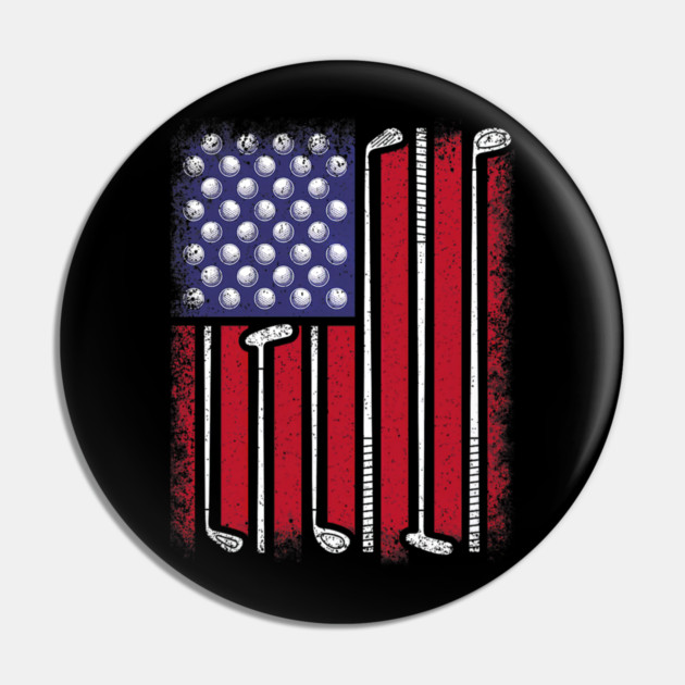 Funny Golf American Flag Golf Player Vintage Golfer Pin by yangho