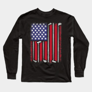 Funny Golf American Flag Golf Player Vintage Golfer Long Sleeve T-Shirt