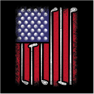 Funny Golf American Flag Golf Player Vintage Golfer Posters and Art