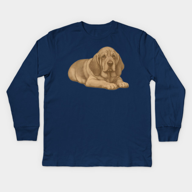 Bloodhound Dog – Vintage Style Hound Art Kids Long Sleeve T-Shirt by DonWillisJrArt