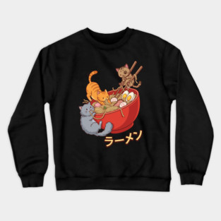 Kawaii Ramen Cats - Cute Kittens Eating Noodles Crewneck Sweatshirt