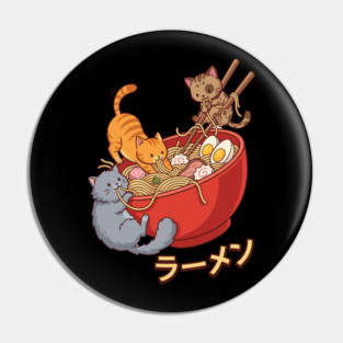 Kawaii Ramen Cats - Cute Kittens Eating Noodles Pin