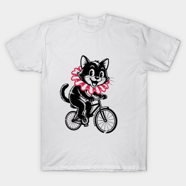 Cat Riding bicycle T-Shirt by CreativeSage