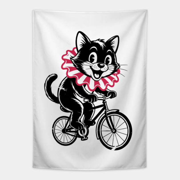 Cat Riding bicycle Tapestry by CreativeSage
