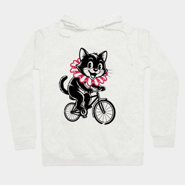 Cat Riding bicycle Hoodie by CreativeSage
