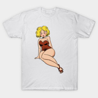 Vintage girl in red T-Shirt