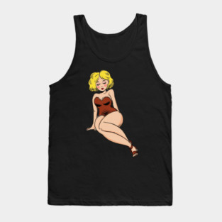 Vintage girl in red Tank Top