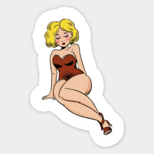 Vintage girl in red Sticker