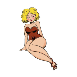 Vintage girl in red T-Shirt