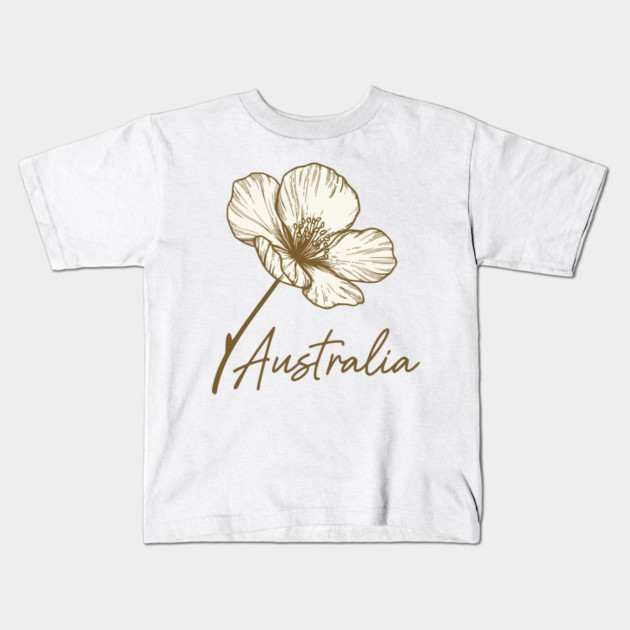 Australia Day 2026 Golden Wattle Floral Kids T-Shirt by Pixel Threads 