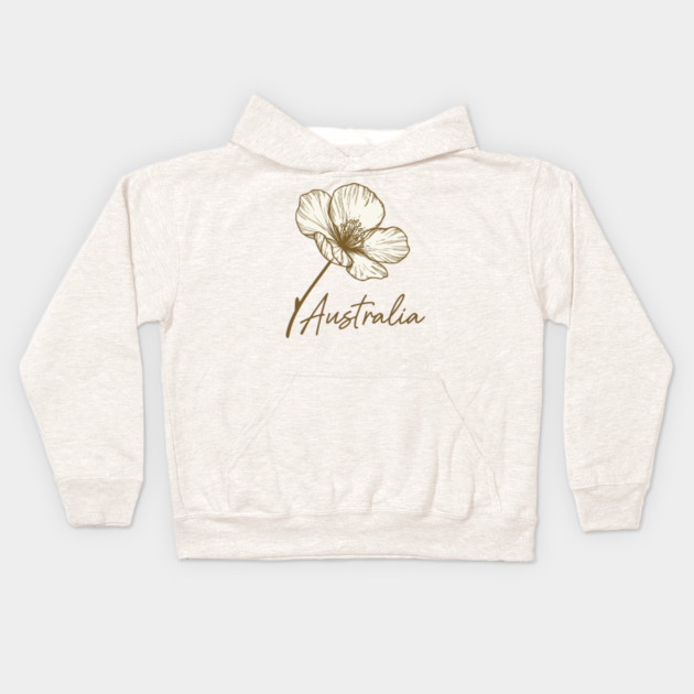 Australia Day 2026 Golden Wattle Floral Kids Hoodie by Pixel Threads 
