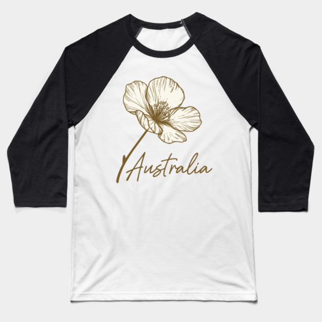 Australia Day 2026 Golden Wattle Floral Baseball T-Shirt by Pixel Threads 