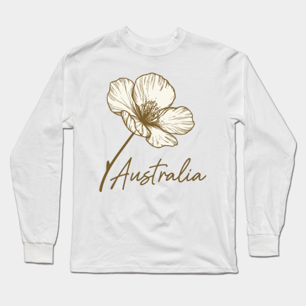 Australia Day 2026 Golden Wattle Floral Long Sleeve T-Shirt by Pixel Threads 