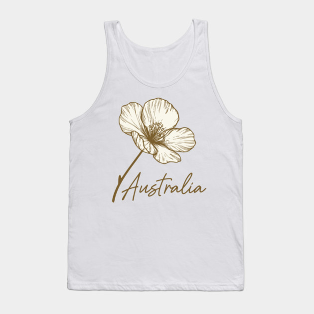 Australia Day 2026 Golden Wattle Floral Tank Top by Pixel Threads 