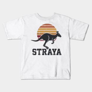 Straya Vintage Kangaroo Sunset, Retro Aussie Pride Kids T-Shirt
